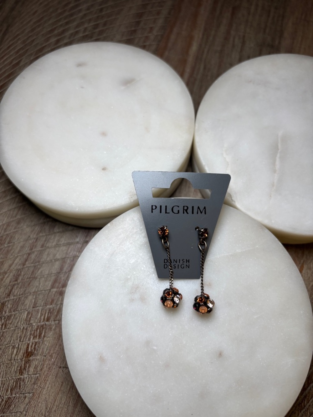 265 Pilgrim Rose Gold Drop Earrings with Amber and Crystal Accents - Picture 6 of 8